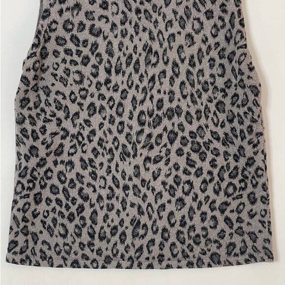Vintage Kathie Lee Leopard Sleeveless Top Sz S Sweater Tank Gray Black Metallic - Picture 7 of 7